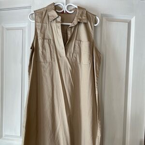 Sleeveless Tan Shirt Dress